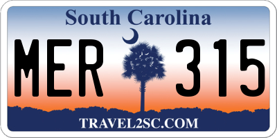 SC license plate MER315