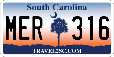 SC license plate MER316