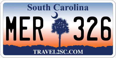 SC license plate MER326