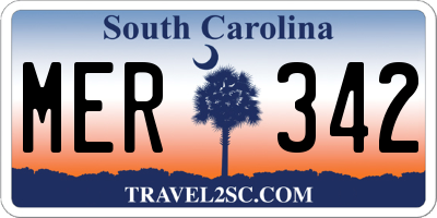 SC license plate MER342