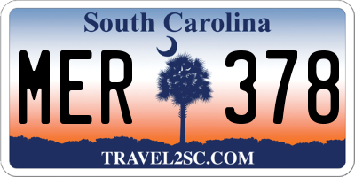 SC license plate MER378