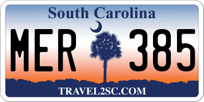 SC license plate MER385