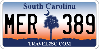 SC license plate MER389