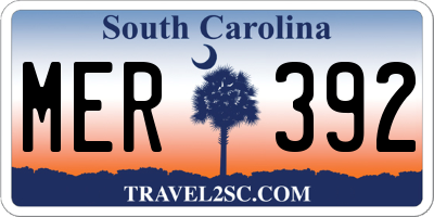 SC license plate MER392