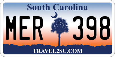 SC license plate MER398
