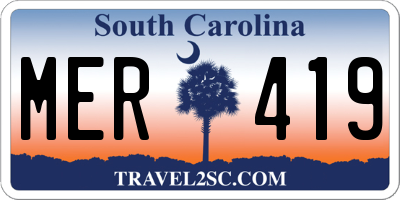 SC license plate MER419