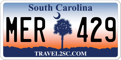 SC license plate MER429