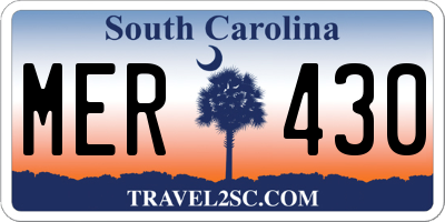 SC license plate MER430