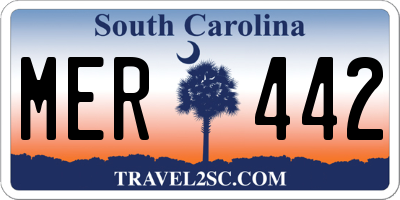 SC license plate MER442