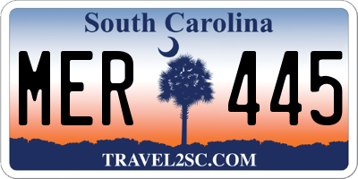 SC license plate MER445