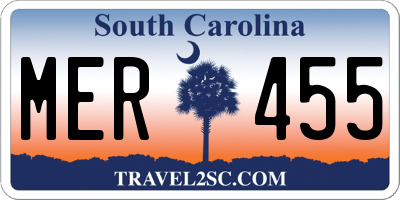 SC license plate MER455