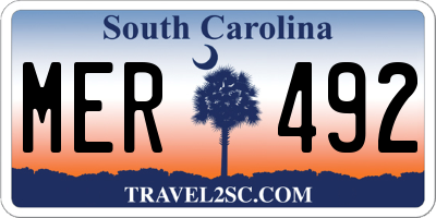 SC license plate MER492