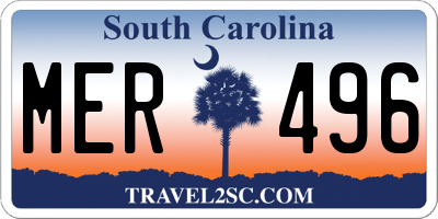 SC license plate MER496