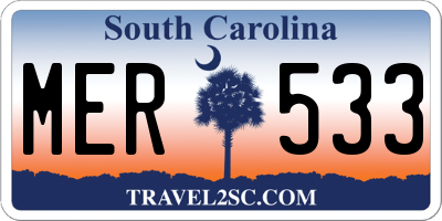 SC license plate MER533