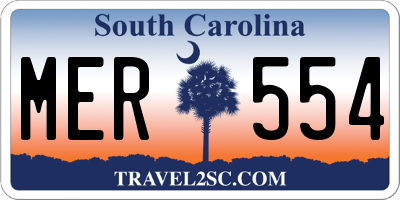 SC license plate MER554