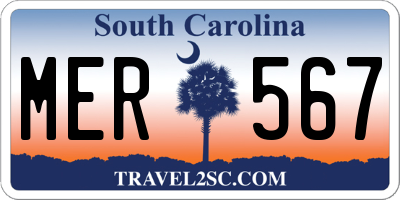 SC license plate MER567