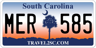 SC license plate MER585