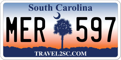 SC license plate MER597