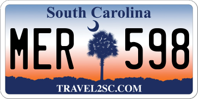 SC license plate MER598
