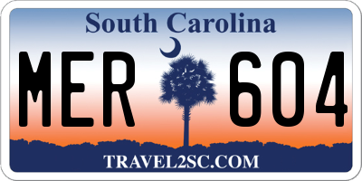 SC license plate MER604
