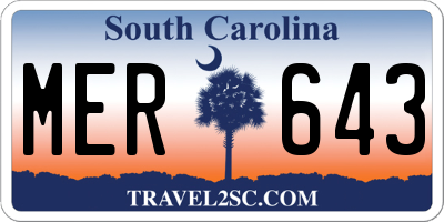 SC license plate MER643