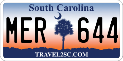 SC license plate MER644