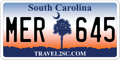 SC license plate MER645
