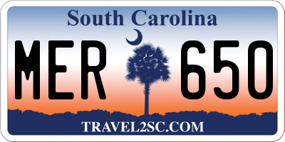 SC license plate MER650