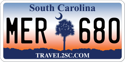 SC license plate MER680