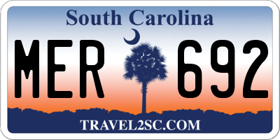 SC license plate MER692