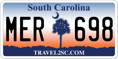 SC license plate MER698