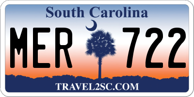 SC license plate MER722