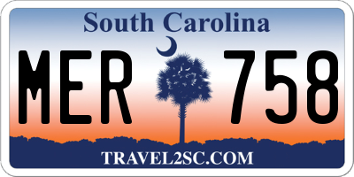 SC license plate MER758