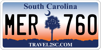 SC license plate MER760
