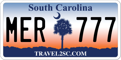 SC license plate MER777