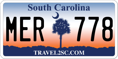 SC license plate MER778