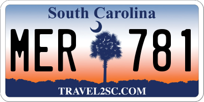 SC license plate MER781