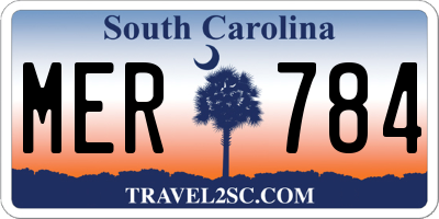 SC license plate MER784