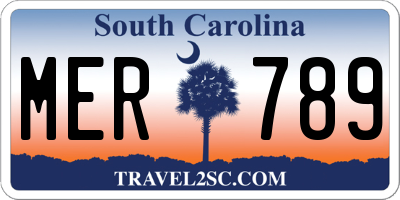 SC license plate MER789