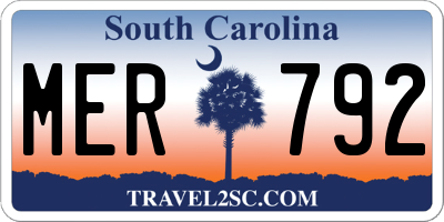 SC license plate MER792
