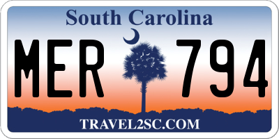 SC license plate MER794