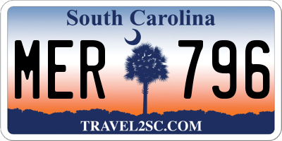SC license plate MER796