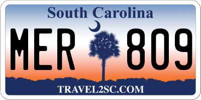 SC license plate MER809