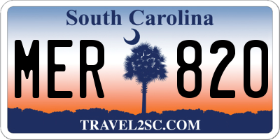 SC license plate MER820