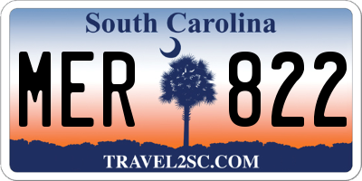 SC license plate MER822