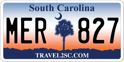 SC license plate MER827