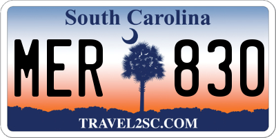 SC license plate MER830