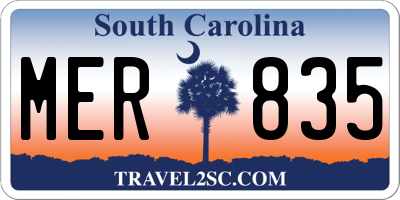 SC license plate MER835