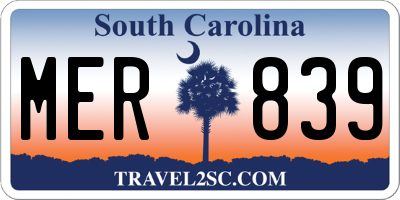 SC license plate MER839