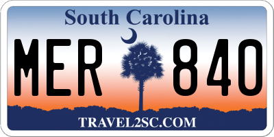 SC license plate MER840